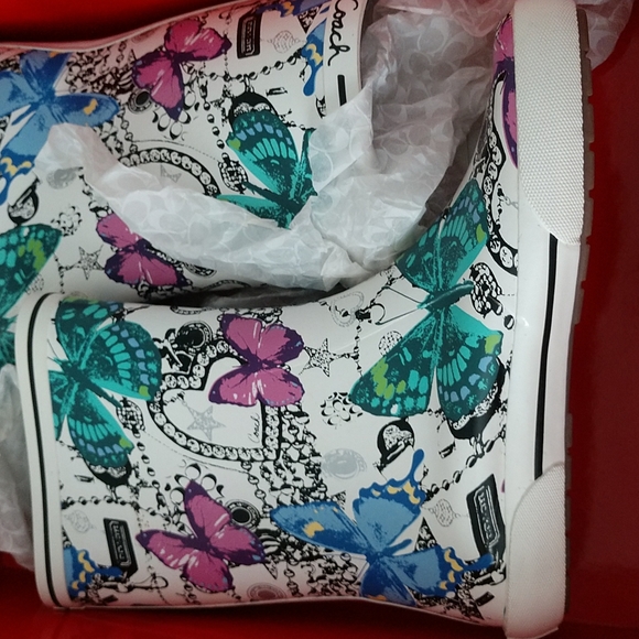 #12 PRICE REDUCED COACH Ursula Jewel Butterfly Rain boots NIB=NWT - Picture 5 of 12